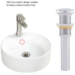 G1 1/4 Brass Bathroom Basin Sink Pop Up Drain Assembly Non Overflow Push And Seal Pop Up Drain Assembly Sink Drain Polished Chrome Bathroom Sink Overflow(Silver Chrome)