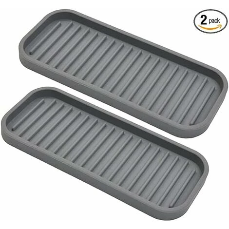 Silicone Sponge Holder - Kitchen Countertop Dish Soap Holder Set Of 2, Waterproof Sponge Soap Tray For Kitchen Sink, Bathroom, Dispenser Scrubbers Makeup Gray