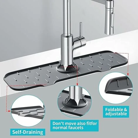 Silicone Faucet Mat Gray Kitchen Sink Mat 37140.6cm - Image 2