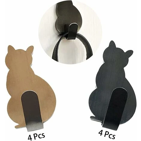 8 Pieces Adhesive Hooks, Kitchen Towel Hooks, Strong Robe Hook, Wall Mounted Stainless Steel Towel Hook - Image 2