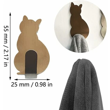 8 Pieces Adhesive Hooks, Kitchen Towel Hooks, Strong Robe Hook, Wall Mounted Stainless Steel Towel Hook - Image 3