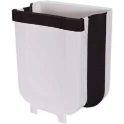 Wall-Mounted Collapsible Kitchen Trash Can, Collapsible Trash Can, Hanging Design, For Kitchen, Cupboard, Office 9l (White)