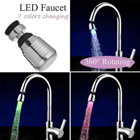 Multicolor LED Faucet Temperature Sensor RGB Light Replacement Faucet Bathroom Kitchen Accessories