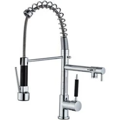 Chrome Sink Mixer Rotary Kitchen Faucet With Two Outlets