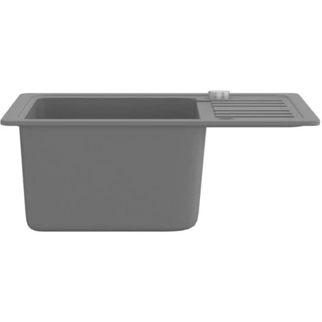 Granite Kitchen Sink Single Basin Grey VidaXL - Image 5
