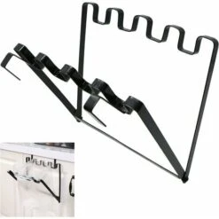 SL.GT,Foldable Hanging Trash Bag Holder - Simple Iron Trash Bag Holder With Hooks