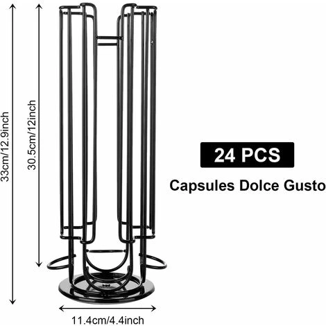 Coffee Capsule Holder, 360 Degree Rotating Coffee Capsule Holder, Rotating Coffee Capsule Dispenser For 24 Capsules, Storage And Organization - 330 X 130MM - Black - Image 2