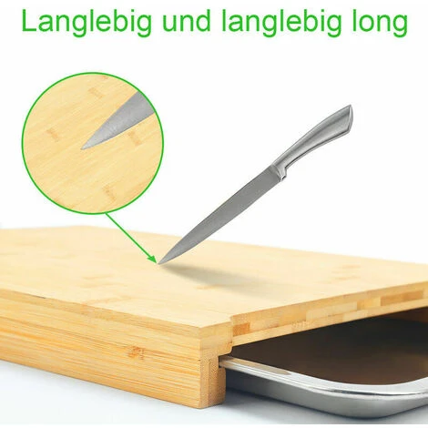 Cutting Board, Solid Bamboo Cutting Board With Drip Trays 41 X 30 X 5 Cm, Ideal Kitchen Helper Gadget Set For The Kitchen Bamboo Kitchen Board With 2 Stainless Steel Bamboo Bowls - Image 3