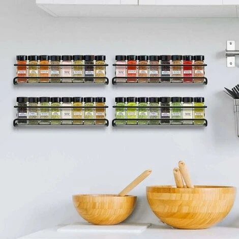 Wall Mounted Kitchen Spice Rack, 2PCS 2 Tier Stainless Steel Spice Storage Rack Kitchen Wall Shelf With Adhesive And Screws, Perfect For Kitchen - Image 4