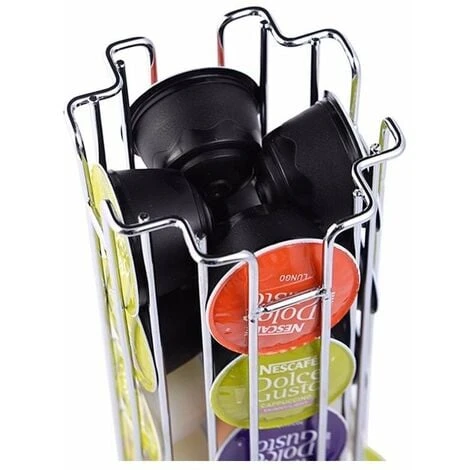Dolce Gusto Coffee Capsule Holder, Rotating Dispenser Capsule Holder For 24 Capsules, Dolce Gusto Storage Racks, 360 Degree Rotating Capsule Range, Chrome, Elegant And Sturdy - Image 2