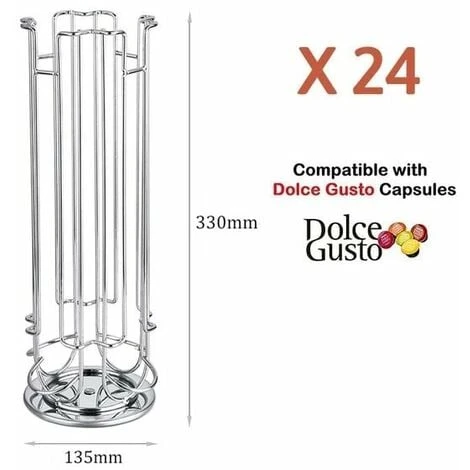 Dolce Gusto Coffee Capsule Holder, Rotating Dispenser Capsule Holder For 24 Capsules, Dolce Gusto Storage Racks, 360 Degree Rotating Capsule Range, Chrome, Elegant And Sturdy - Image 3