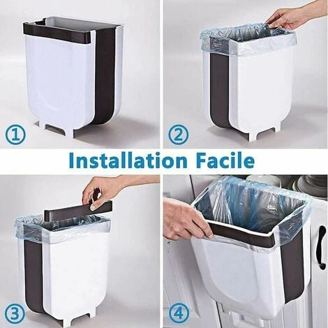 Folding Trash Can, Kitchen Cabinet Door, Wall-mounted Trash Can, Hanging Trash Can (large White) - Image 3