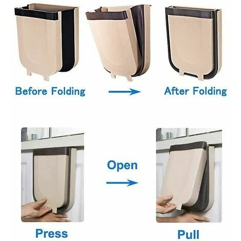 Folding Trash Can, Kitchen Cabinet Door, Wall-mounted Trash Can, Hanging Trash Can (large White) - Image 4