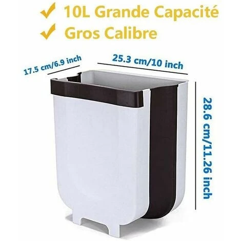 Folding Trash Can, Kitchen Cabinet Door, Wall-mounted Trash Can, Hanging Trash Can (large White) - Image 5