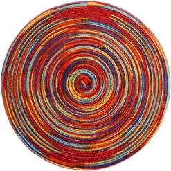 LITZEE Trivet Set Of 2 Washable Round Table Heat Resistant Non-Slip 38x38cm(Round,colorful-Red)
