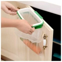 Upgraded Hanging Kitchen Door Back Cabinet Garbage Bag Holder With Anti-Fall Buckle Garbage Bag Storage Rack -