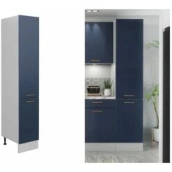 400 Tall Kitchen Larder Cabinet Slim Pantry Unit Navy Blue 40cm Cupboard Nora