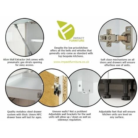 600 Kitchen Oven Housing Unit Cabinet 60cm Cupboard Grey / Navy Blue Copper Nora - Image 4