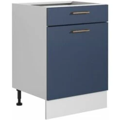 600 Kitchen Drawer Unit Cabinet 60cm Navy Dark Blue Base Copper Handle Nora