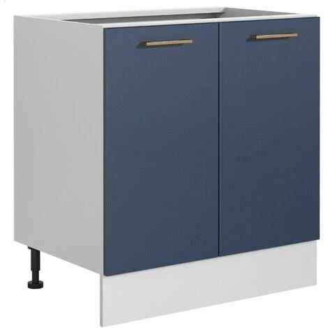 800 Kitchen Base Unit 80cm Cabinet Navy Dark Blue Soft Close Copper Handle Nora