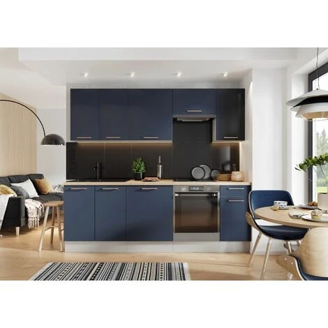 800 Kitchen Base Unit 80cm Cabinet Navy Dark Blue Soft Close Copper Handle Nora - Image 4