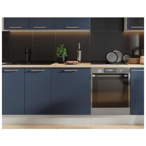 800 Kitchen Base Unit 80cm Cabinet Navy Dark Blue Soft Close Copper Handle Nora - Image 5