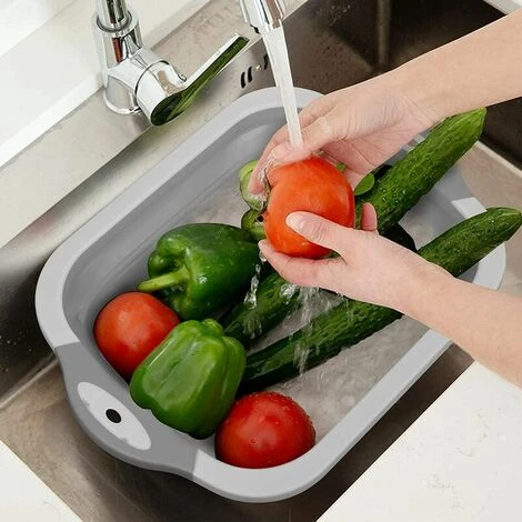 Multifunctional Cutting Board, Folding Dish Basin, Collapsible Fruit And Vegetable Drain Basket, Water Container For Kitchen, Bathroom, Boat, Travel, Picnic - Image 4