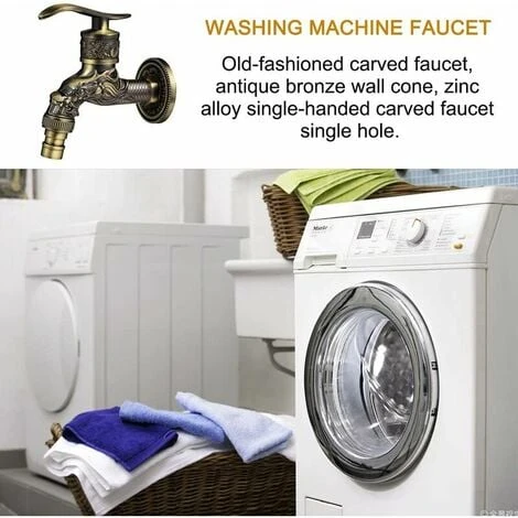 Retro Brass Wall Mounted Faucet, G1/2 Outdoor Garden Faucet, Antique Brass Faucet, Vintage Wall Mounted Faucet, Antique Copper Carved Dragon Faucet For Kitchen Bath Garden - Image 4