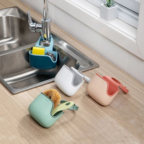 Kitchen Sink Sponge Holder For Kitchen Sink Faucet Hanging Basket Organizer For Sponge, Brush, Soap And Towel - Image 5