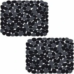PVC Kitchen Sink Mat Black 2 Pcs 3040cm