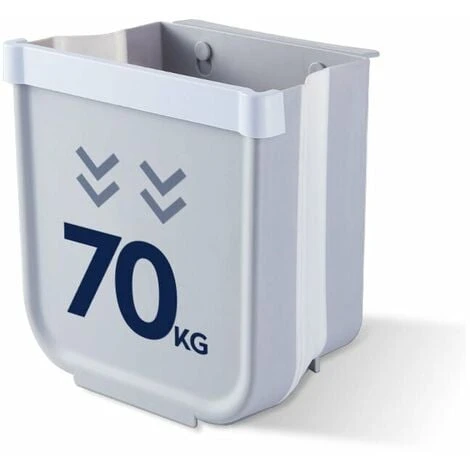 Kitchen Collapsible Hanging Trash Bin, Punch-Free Wall Mounted, Household Cabinet Door Storage Bin (Small White) - Image 4