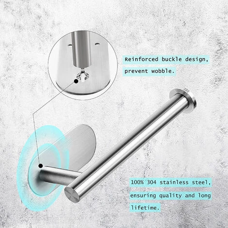 Self-adhesive Toilet Roll Holder, Stainless Steel Toilet Roll Holder, Bathroom And Kitchen Roll Holder, No Drilling 3M Sticker - Image 4