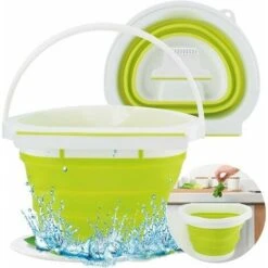 Moon-Trash Can Foldable 4L Kitchen Trash Can Wall-Mounted For Car Cupboard Office Bath Bedroom Hanging Trash Can (Fluorescent Green)