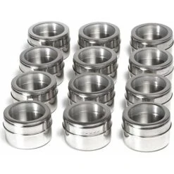 Rose-Magnetic Spice Jars, Set Of 12 Magnetic Spice Jars, Stainless Steel Seasoning Box, For BBQ Kitchen, Barbecue Tools