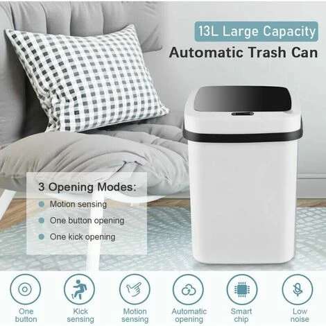 13L Large Capacity Automatic Trash Can, Touchless Odor Protection With Motion Sensor, 3 Opening Lid, For Kitchen Bedroom Bathroom - Image 3